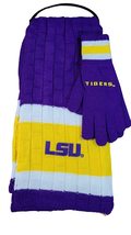 Littleearth Officially Licensed NCAA Scarf and Gloves Set (Louisiana LSU... - $18.60