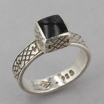 Retired Silpada Sterling Square Black Onyx Inlay Etched Band Ring R0945 ... - $37.95