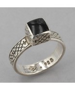 Retired Silpada Sterling Square Black Onyx Inlay Etched Band Ring R0945 ... - £29.84 GBP