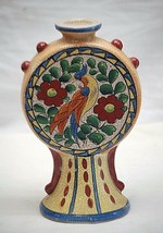 Vintage Style Asian Vase w Bird of Paradise &amp; Floral Designs Hand Painte... - $34.64