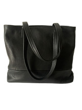 Waterbury Leatherworks Luxe Leather tote bag shoulder handles black made in USA - £85.45 GBP