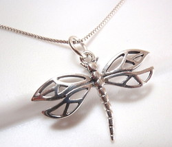 Dragonfly Split Wing Pendant Sterling Silver Corona Sun Jewelry cottage lake - £9.40 GBP