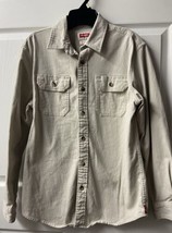 Wrangler Flex For Comfort Long Sleeved Shirt Mens Small Canvas Pockets Safari - $13.74