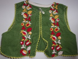 Vintage Green Cordory Embodered Bavaren Baby  Vest - $5.99