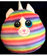 TY plush unicorn cat rainbow color 1blue eye &amp; 1gold eye name Heather su... - $7.43