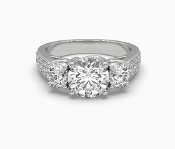925 Sterling Silver Past Present Future Round Cut Moissanite Trellis Ring - $3,771.96 MXN