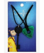 Coraline Black Key And Green Seeing Stone Necklace Set Of 2 - $26.47 CAD