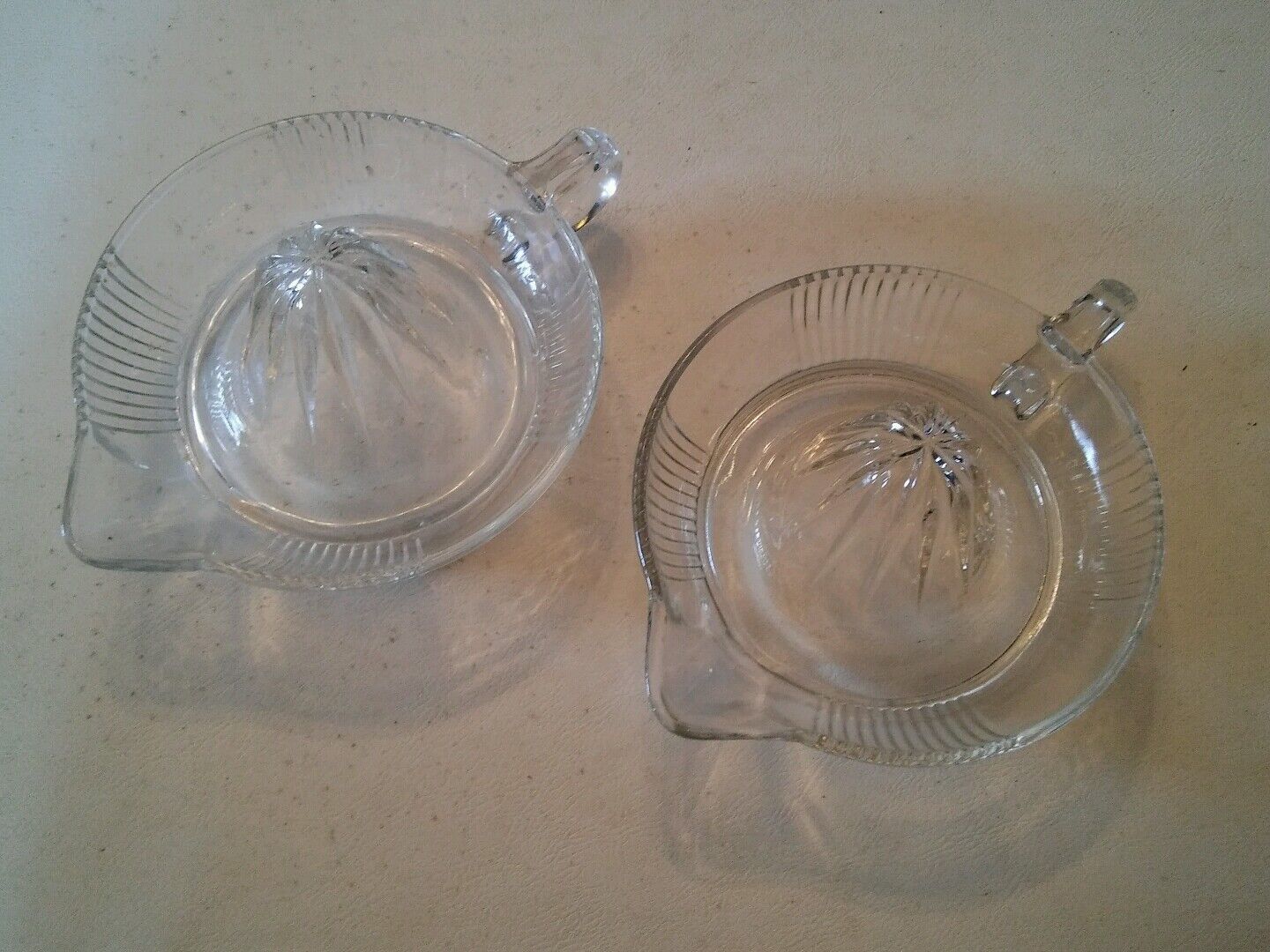 Primary image for 000 Pair - 2 Vintage Clear Glass Reamers Juicers