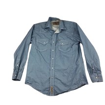 Rafter C Shirt Pearl Snap Men&#39;s Medium Western Blue All Over Print Cowbo... - £19.71 GBP