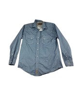 Rafter C Shirt Pearl Snap Men&#39;s Medium Western Blue All Over Print Cowbo... - £19.70 GBP