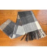 Cashmere Scarf Adult Men Women Gray Tan Brown Plaid Check Fringe 12x36 - £13.09 GBP