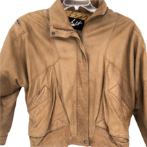 VTGWinlit Womens Leather Brown Leather Bomber Jacket Size XL Moto Riding - £50.44 GBP