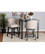 Olson Light Beige Fabric and Espresso Brown 2Pc Swivel Counter Stool Set - $7,840.03 MXN