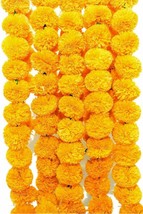 Artificial Fluffy Flower Hanging Garlands Marigold Genda Phool Diwali Decoration - £14.23 GBP