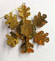 Gold Filigree Snowflake Christmas Ornament 3” Vintage - $8.00