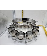 VTG MCM Dorothy Thorpe Silver Ombré Punch Bowl 11 Roly-poly Glasses Cadd... - $171.43 CAD
