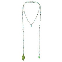 Long Lariat Wrap Multi-Wear Mix Turquoise &amp; Green Stones Beaded Necklace - £15.81 GBP