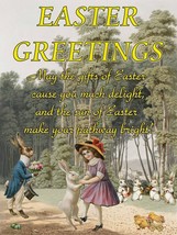 Easter Greetings, Whimsical Vintage Victorian Inspired Metal Sign - £23.45 GBP