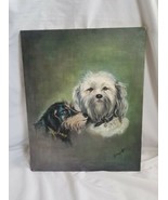 Vintage MCM Pet Dogs painting dog yorkshire terrier Signed B.Fezzuoglio ... - £130.57 GBP