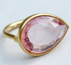 Baccarat 18K Gold Pear Ring Lt. PINK Crystal Marie-Helene De Taillac Sz 7/55 New - £279.72 GBP