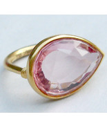Baccarat 18K Gold Pear Ring Lt. PINK Crystal Marie-Helene De Taillac Sz ... - £276.55 GBP