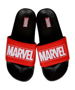 Marvel Comics Title Logo Men&#39;s Slide Sandals Red - £22.63 GBP