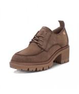 Xti Women&#39;s Suede Heeled Oxfords Shoes Taupe - $1,658.89 MXN