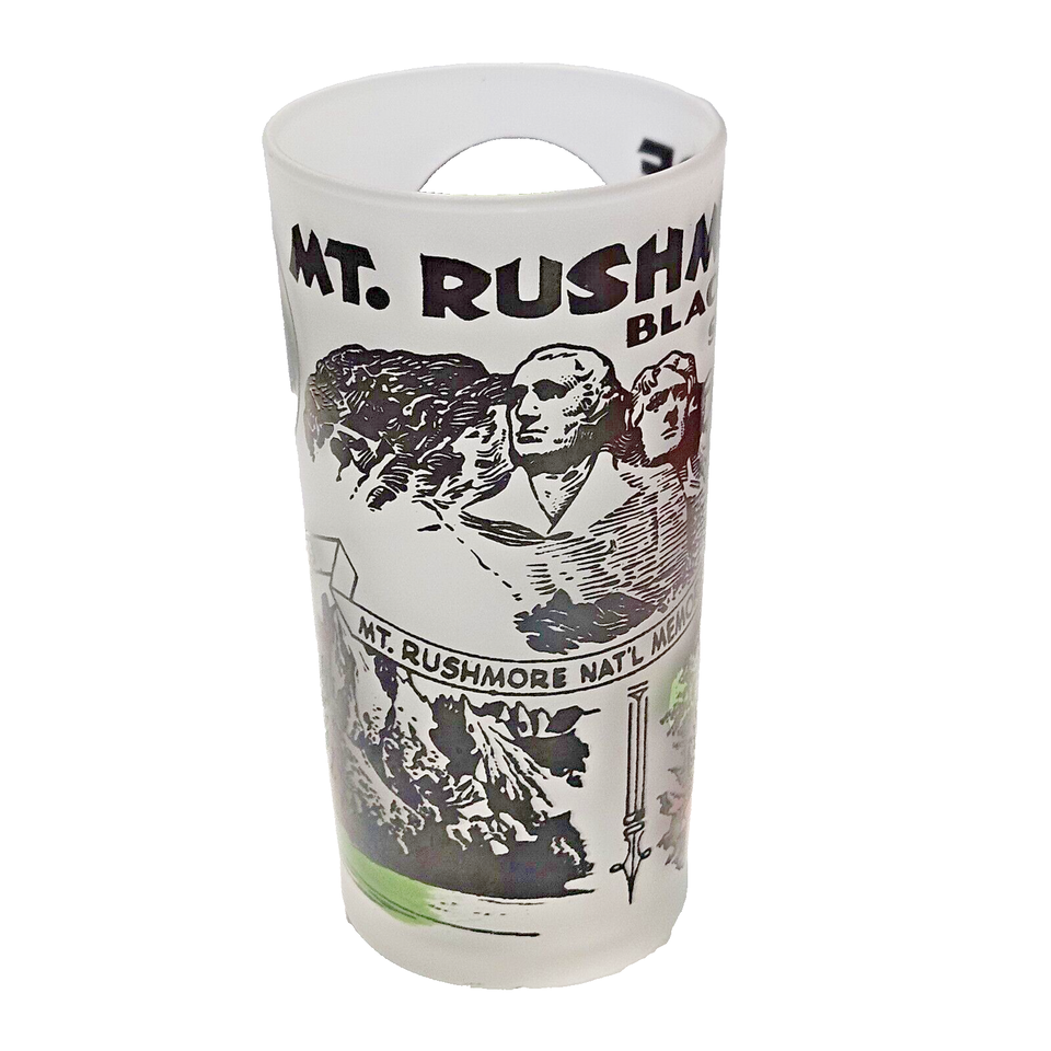 Primary image for Vintage MT. Rushmore Black Hills Souvenir Frosted Federal Glass 4 3/4" Tall