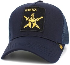 Fearless Spartan Helmet Molon Labe Blue Trucker Style Hat by KB Ethos - $18.99