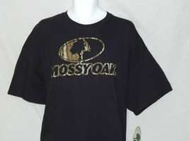 Men&#39;s Mossy Oak T-Shirt Size 2xl Black Camo Logo Hunting Camouflage Deer... - $18.84