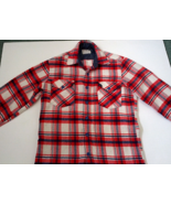 vintage soft distressed red white blue  plaid flannel long sleeve  butto... - €21,46 EUR