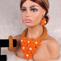 Dudo Jewerly Sets African For Women Orange and Gold Nigerian Weddings Bridal Nec - £139.26 GBP