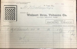 WEISERT BROS. TOBACCO COMPANY vintage March 9, 1931 invoice on letterhead - £10.24 GBP