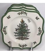 4 Salad Plates 9” Spode Christmas Tree Scalloped New - $1,615.38 MXN