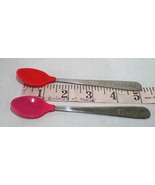Vintage Gerber Baby Spoons Pink and Red Rubber tipped Stainless Steel - £6.27 GBP