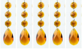 12Pcs/lot Amber K9 Crystal Angel Teardrop Chandelier Prisms Pedants Lamp Prisms - £15.14 GBP