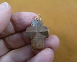 (CR501-4) 15/16&quot; oiled Fairy Stone Pendant CHRISTIAN CROSS Staurolite Cr... - £27.13 GBP