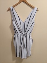 Lily Rose Women&#39;s White Black Striped Tie Front One-Piece Romper Size X-Small XS - £13.29 GBP