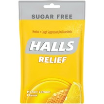 HALLS Relief Sugar Free Honey-Lemon Flavor Cough Drops, 1 Bag (25 Total Drops).. - £8.69 GBP