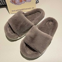 Winter House Women Slippers Fuzzy Warm Plush Flat Shoes Female Fluffy Slippers O - £24.00 GBP
