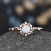 2Ct Round Cut CZ Fire Opal Women&#39;s Engagement Band Ring 14K Rose Gold Plated - £99.70 GBP