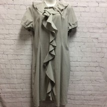 Neiman Marcus Womens Shift Dress Gray Collar Short Sleeve Ruffle Wool Bl... - $27.65