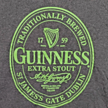 GUINNESS XL T-Shirt Giant Logo Extra Stout Beer Grey With Green Graphic - £12.84 GBP