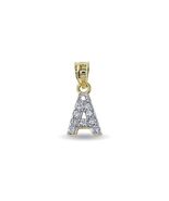 Genuine 14k Yellow Gold 0.59" Cubic Zirconia Initial Block Letter 'A' Pe... - $115.00