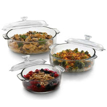 Versatile 6-Piece Round Glass Casserole Bakeware Set With Lids For Oven Use - €89,91 EUR