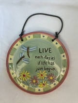 Vtg Wall Hanging Decor Porcelain Plaque Live Each Day As If Life Has Just Begun - £11.61 GBP