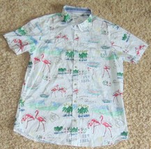 Mens Sport Shirt Reverse Threads White Beach Tropical Short Sleeve Butto... - $14.85