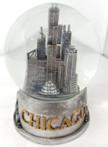 Chicago Skyline Snowglobe Gold Letting Silver Color Base Rainbow Glitter - $15.15