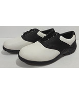 GOLF AMERICA Spikes Mens 9 Classic Black White Leather Saddle Shoes Cleats - £22.35 GBP