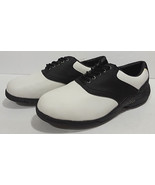 GOLF AMERICA Spikes Mens 9 Classic Black White Leather Saddle Shoes Cleats - $28.53